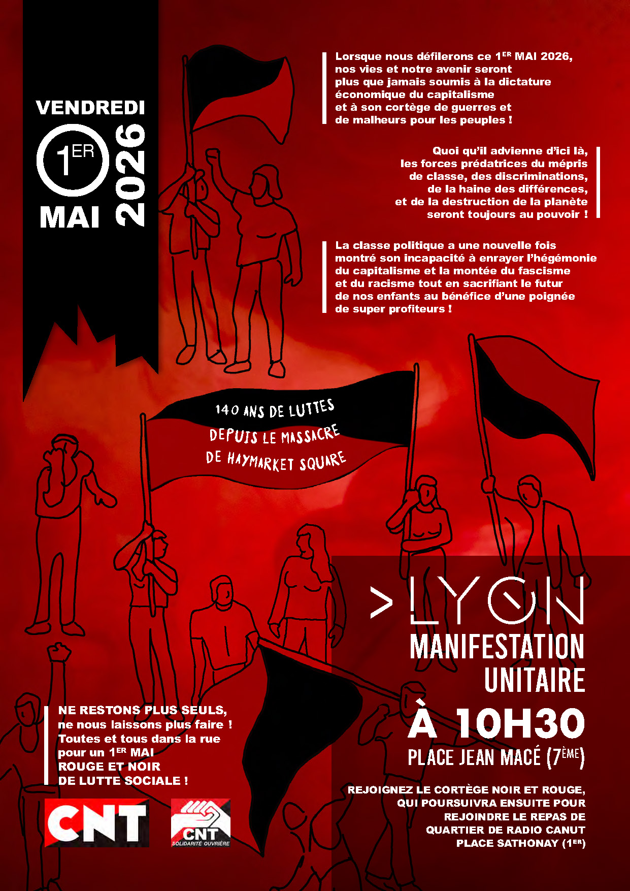1er Mai 2026 Noir et Rouge de lutte sociale ! - Confédération nationale du travail